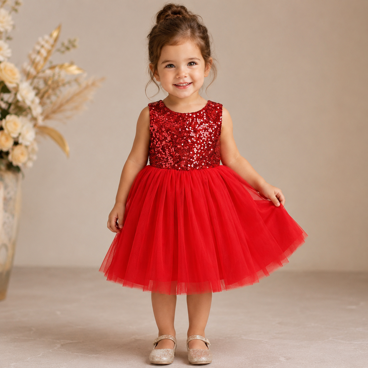 Toddler Party Dress Flower Girl Dress Glitter Detail