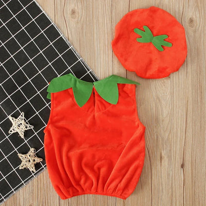 Halloween Costumes Toddler Pumpkin Romper Hat Set
