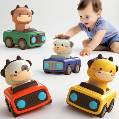 Toy Cars Press Go Animal Push Vehicle Play Set