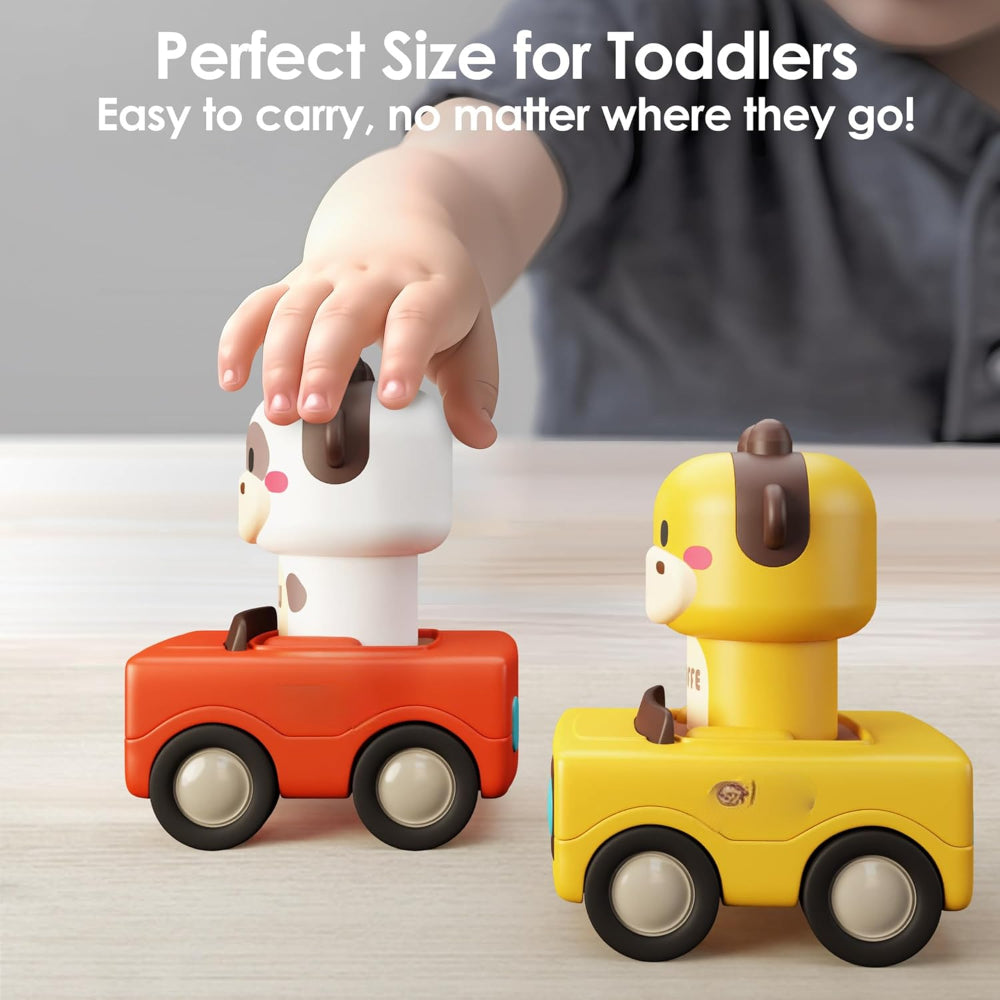 Toy Cars Press Go Animal Push Vehicle Play Set