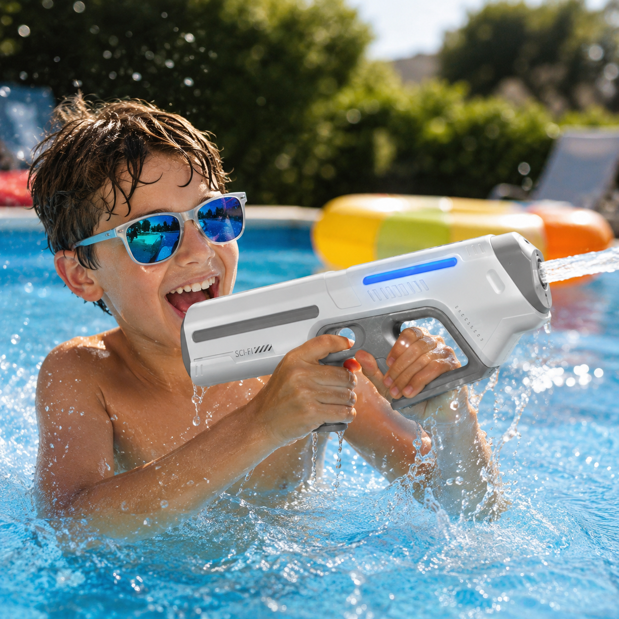 Water Gun Electric Rechargeable LED Beach Pool Toy