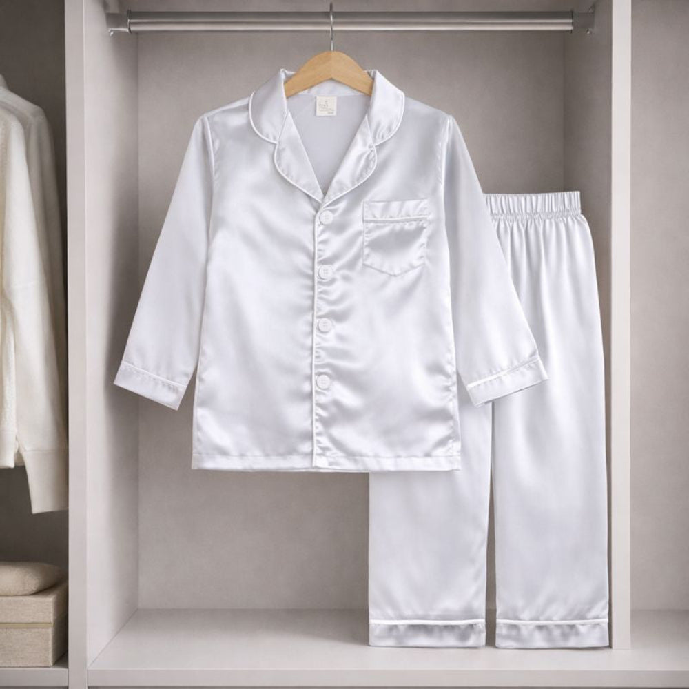 Kids Pajamas Set Long Sleeve Button Sleepwear