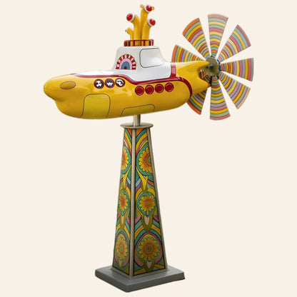 Wind Spinner Garden Yard Art Submarine Outdoor Decor
