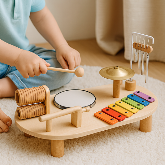 Wooden Musical Toy Set Toddlers Xylophone Rhythm Instruments