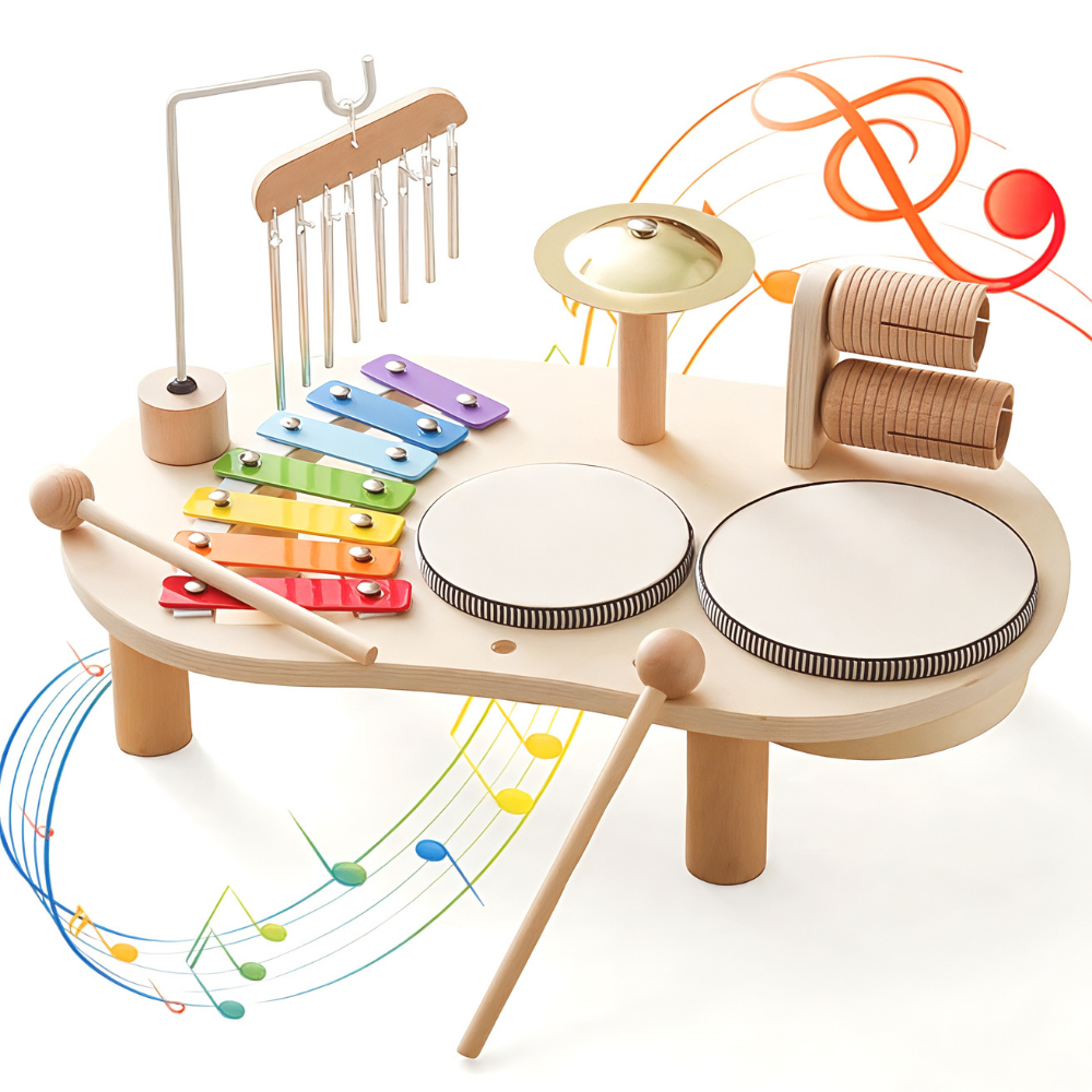 Wooden Musical Toy Set Toddlers Xylophone Rhythm Instruments