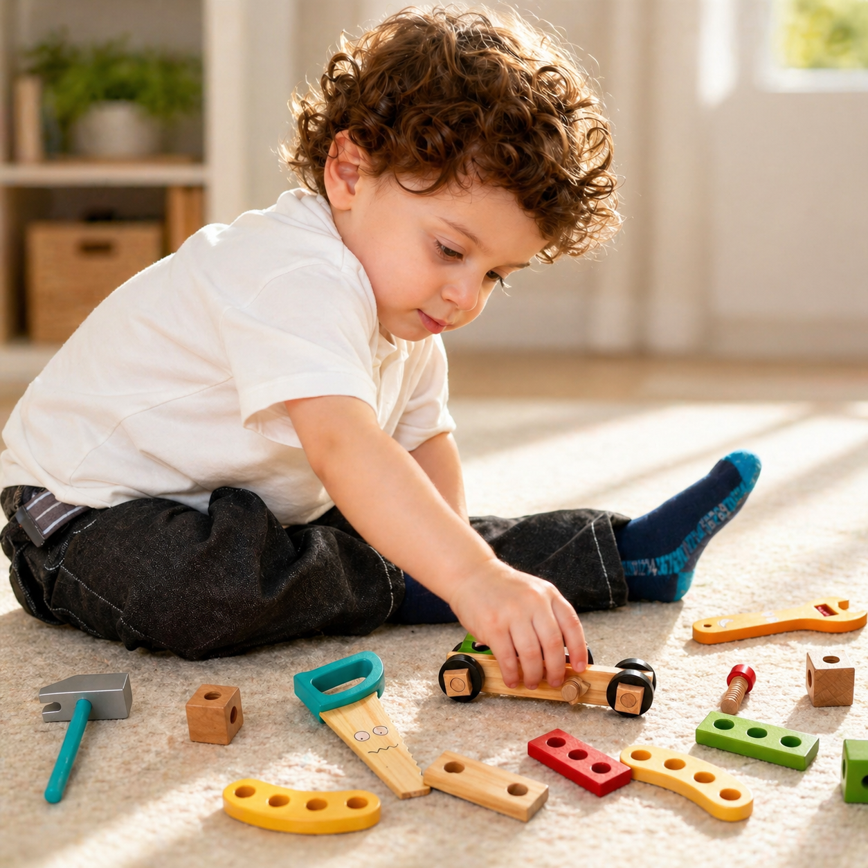 Set di attrezzi in legno Giocattolo Montessori per costruzioni bambini