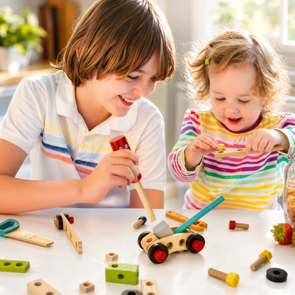 Set di attrezzi in legno Giocattolo Montessori per costruzioni bambini