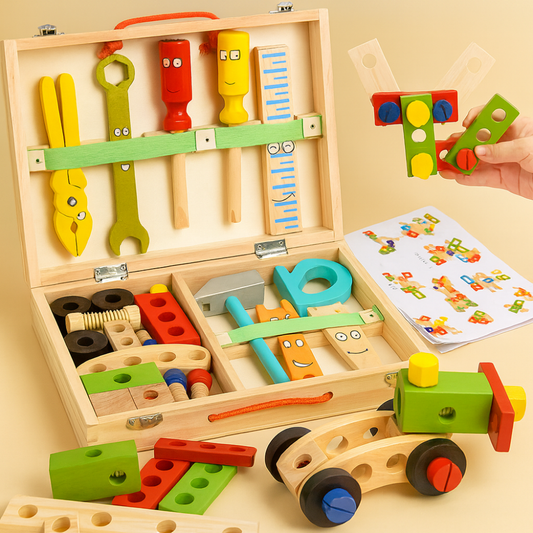Wooden Tool Set Kids Montessori Building Toy