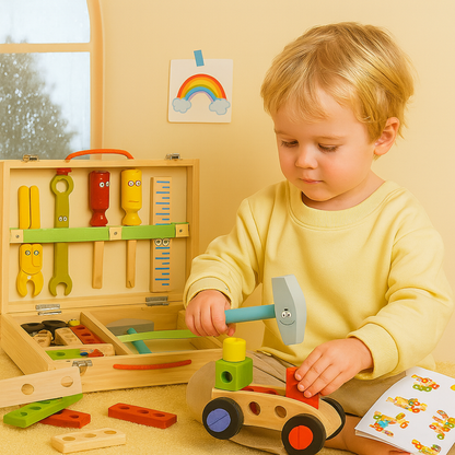 Wooden Tool Set Kids Montessori Building Toy