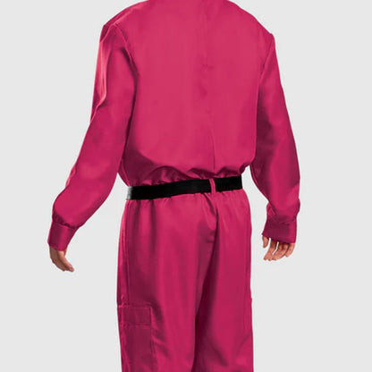 Halloween Costumes Adult Pink Guard Jumpsuit Cosplay Mask Set