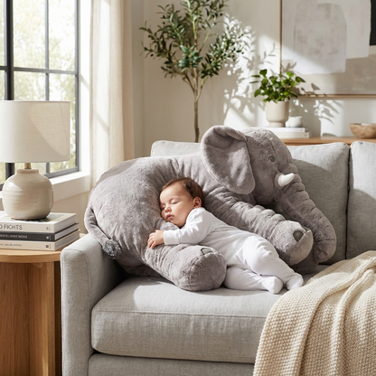Baby Elephant Cuddle Pillow Nursery Soft Plush Stuffed Toy - Image 2