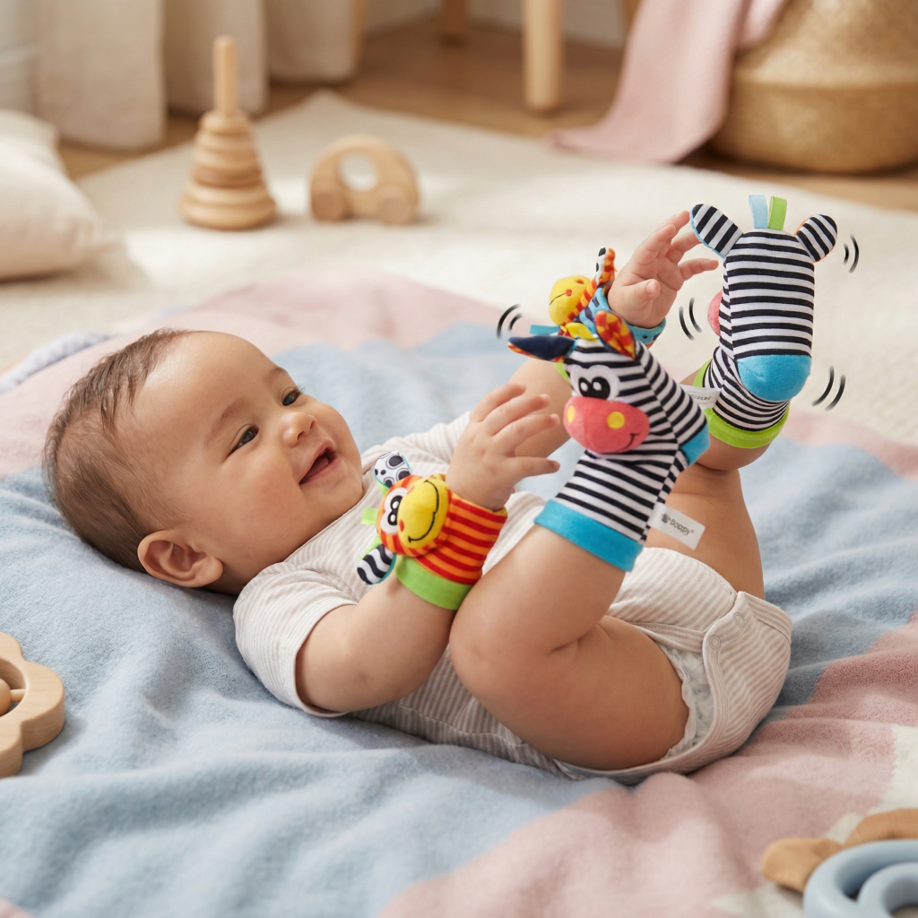 Baby Toys Wrist Rattle Socks Sensory Play - Image 1