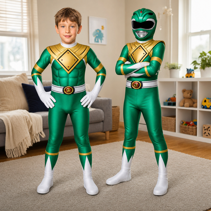 Kids Hero Costume Jumpsuit Mask Set Outfit