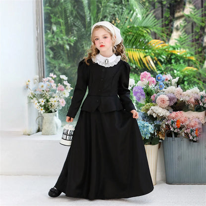 Disfraces de Halloween para Niños Vestido Clásico con Cuello Blanco