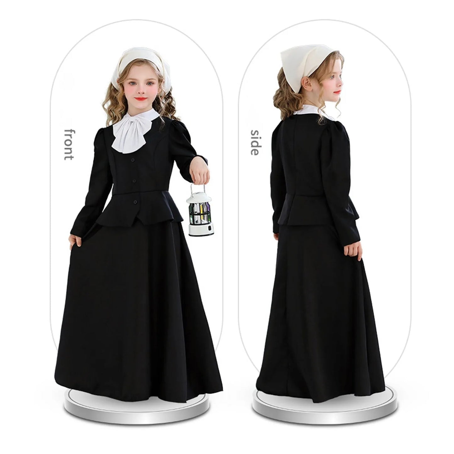 Disfraces de Halloween para Niños Vestido Clásico con Cuello Blanco