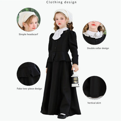 Disfraces de Halloween para Niños Vestido Clásico con Cuello Blanco