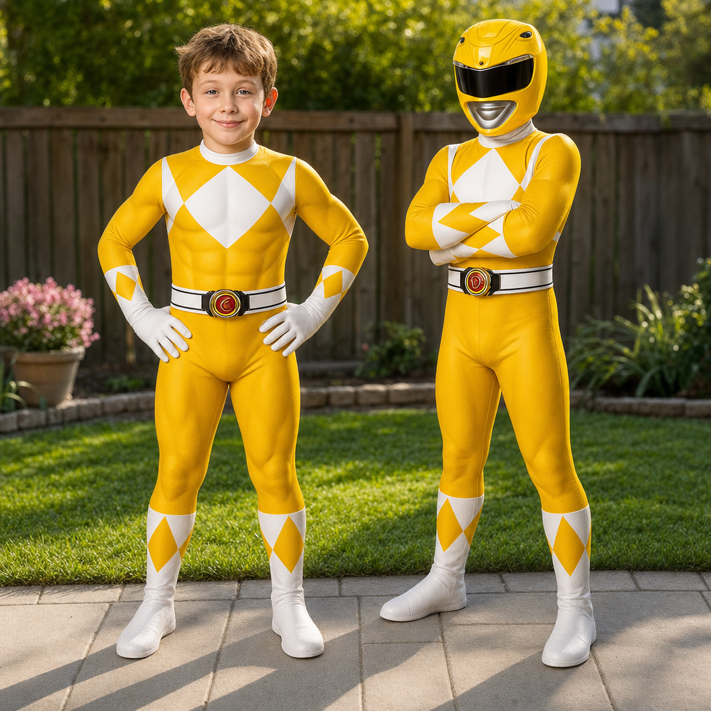 Kids Hero Costume Jumpsuit Mask Set Outfit