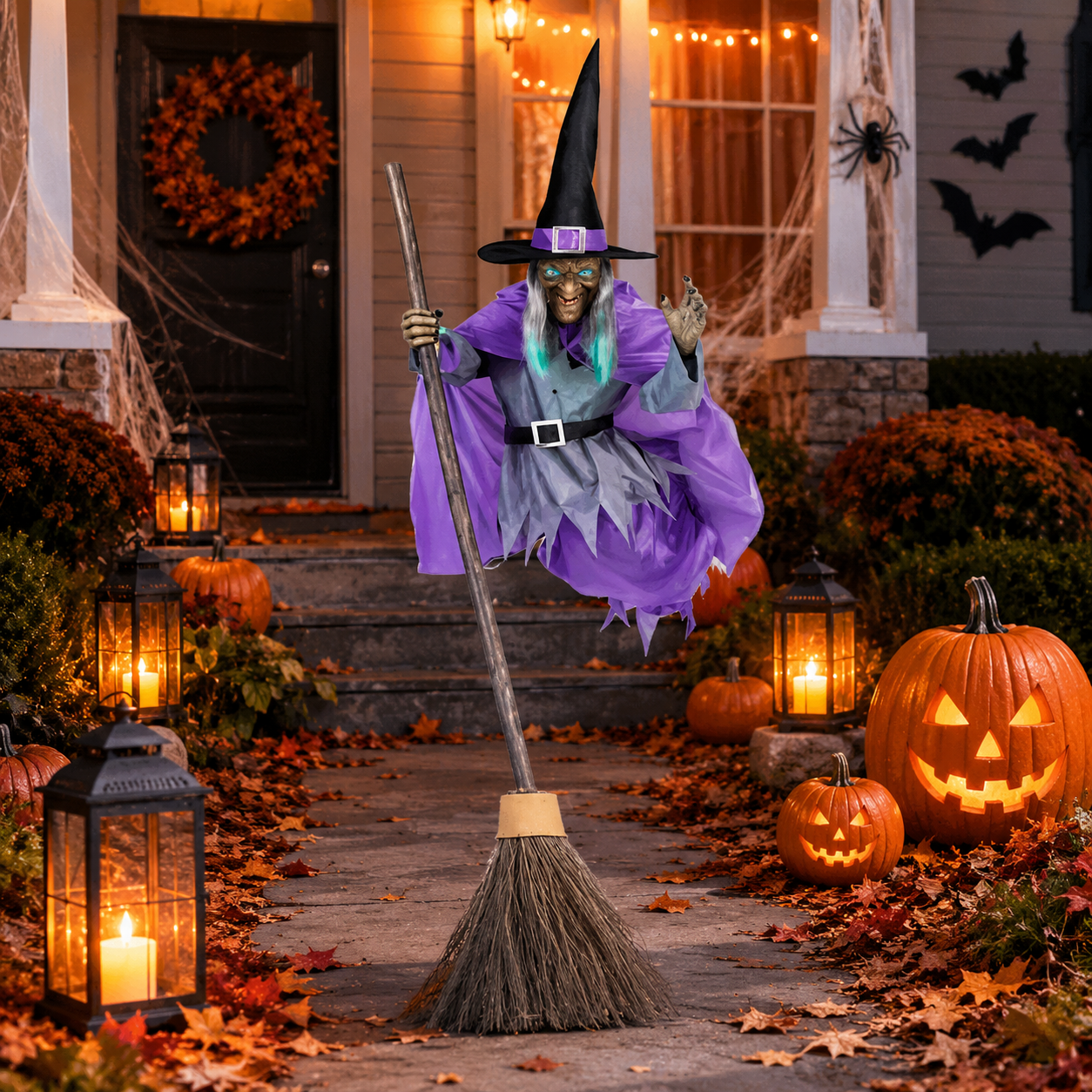 Halloween Decoration Flying Witch Yard Stake Outdoor Prop