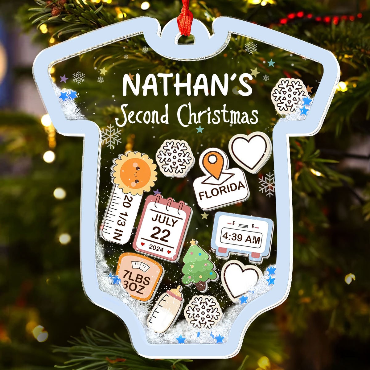 Christmas Ornament Personalized Ornament Baby Onesie Design - Image 1