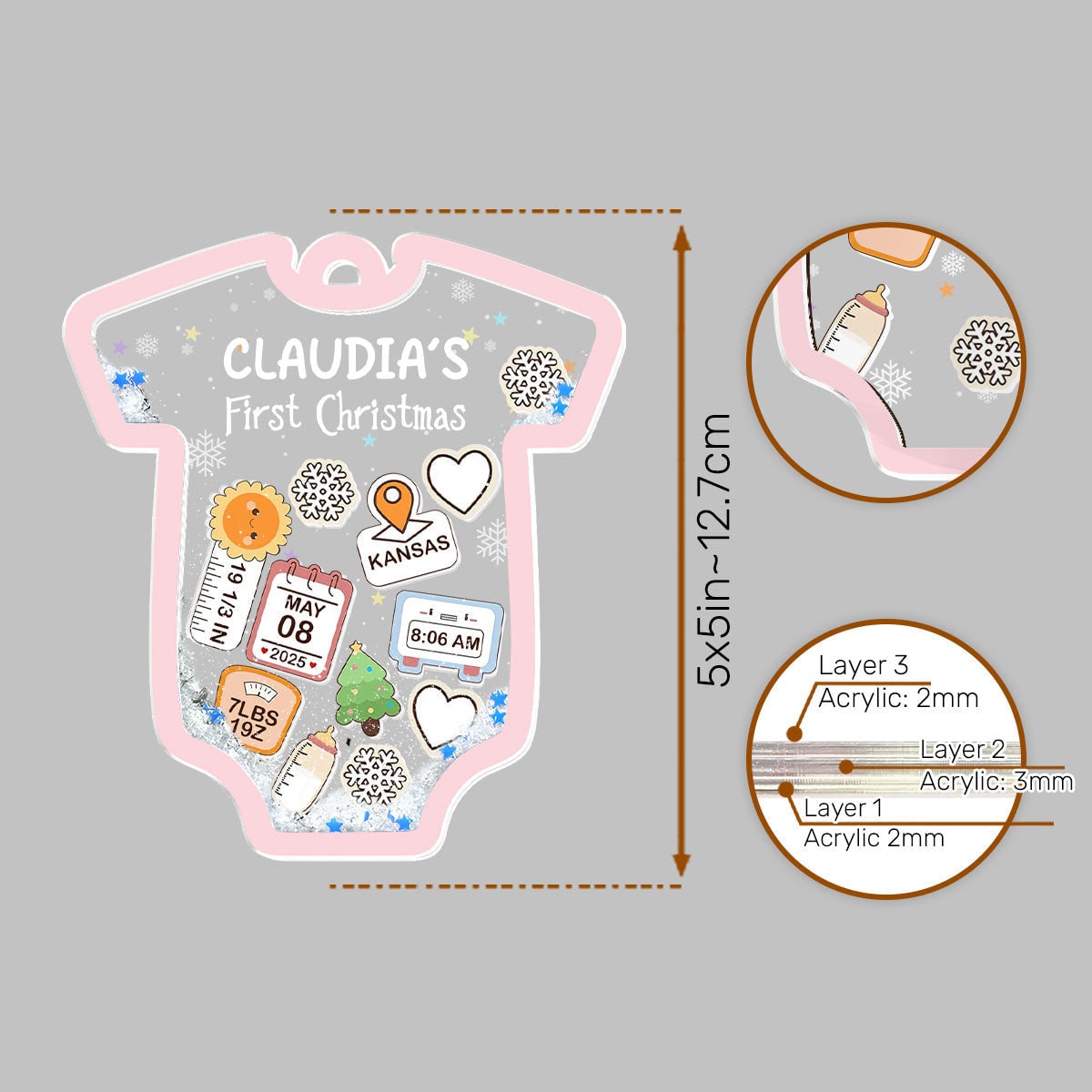 Christmas Ornament Personalized Ornament Baby Onesie Design - Image 8