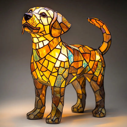 Colorful Stained Glass Dog Lamp Room Decor - Image 10