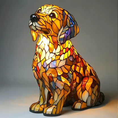 Colorful Stained Glass Dog Lamp Room Decor - Image 12