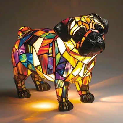 Colorful Stained Glass Dog Lamp Room Decor - Image 14