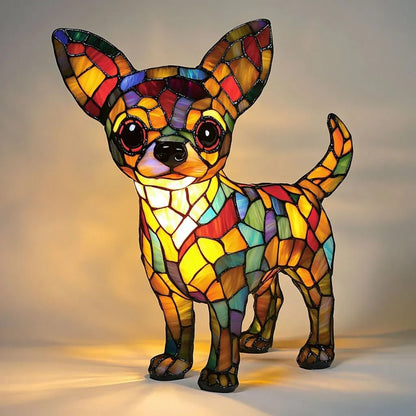 Colorful Stained Glass Dog Lamp Room Decor - Image 8