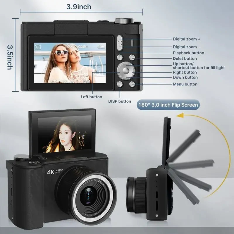 Digital Camera Photography Foldable Screen Vlogging Camera - Image 4