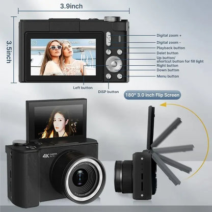 Digital Camera Photography Foldable Screen Vlogging Camera - Image 4