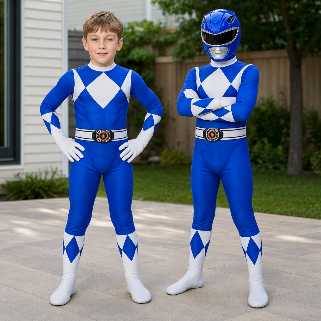 Kids Hero Costume Jumpsuit Mask Set Outfit