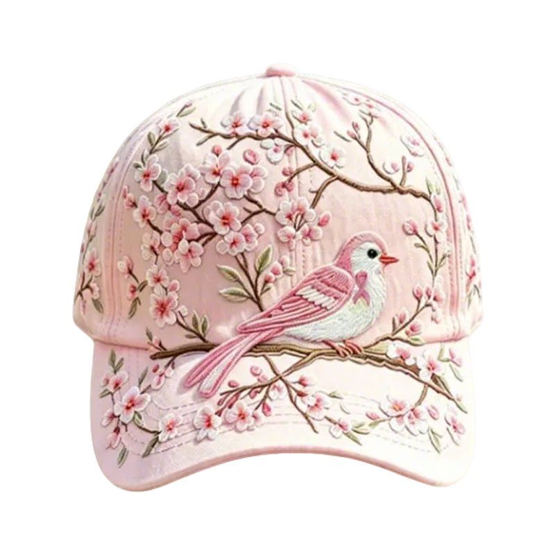 Embroidered Floral Baseball Cap and Bee Design - Image 4