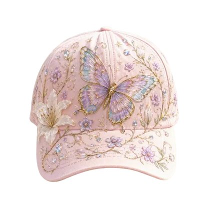 Embroidered Floral Baseball Cap and Bee Design - Image 5