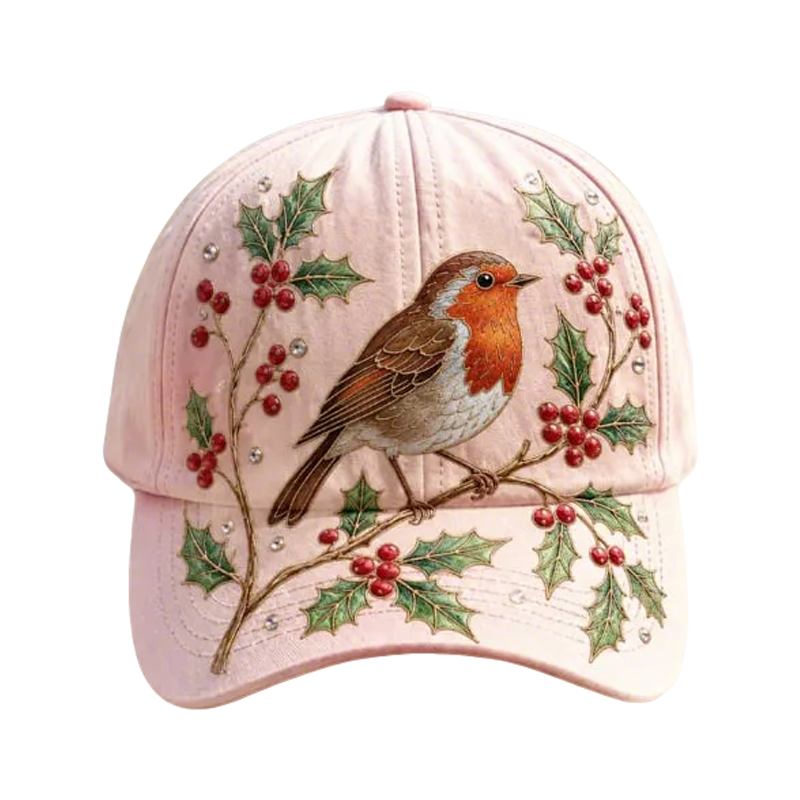 Embroidered Floral Baseball Cap and Bee Design - Image 7