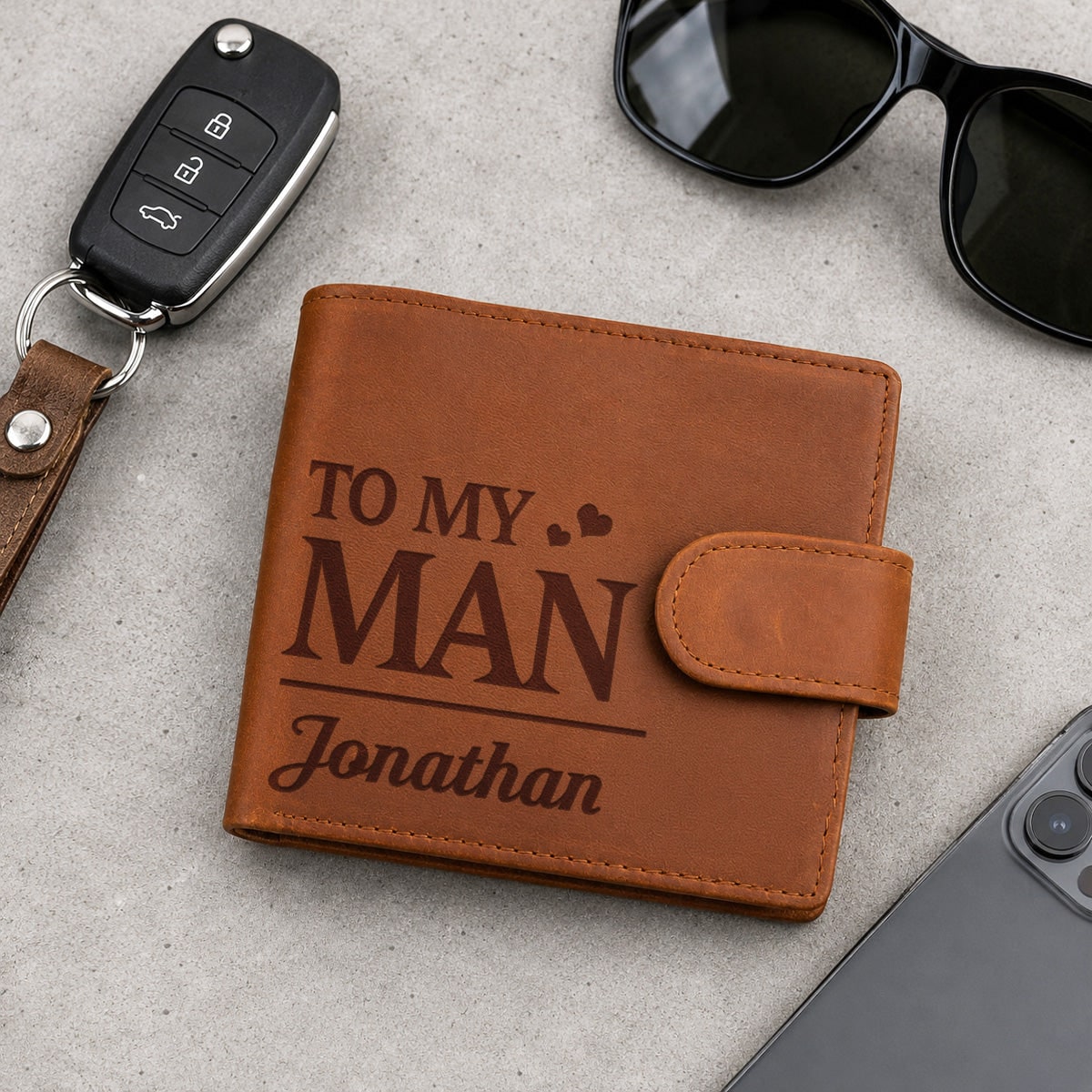 Engraved Leather Wallet Men's Personalized Custom Design Gift Idea - Image 4