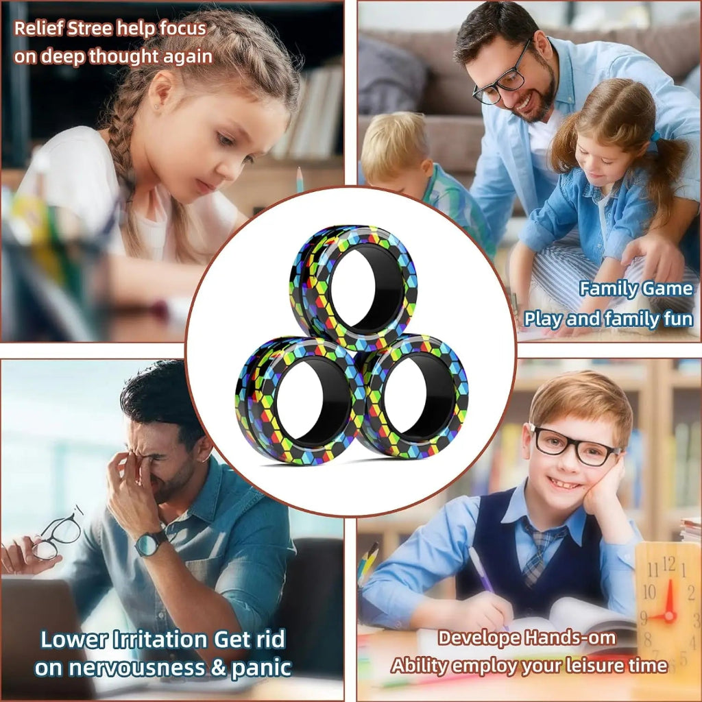 Magnetic Rings Fidget Toy Metal Spinner Set Finger Play – Slumberkiddies