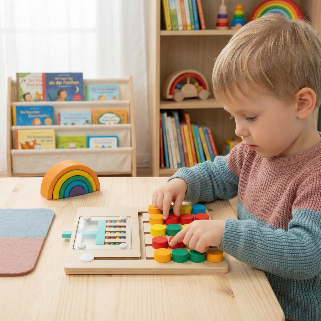 Color Game Kids Four Wooden Matching Puzzle Board Learning Toy ...