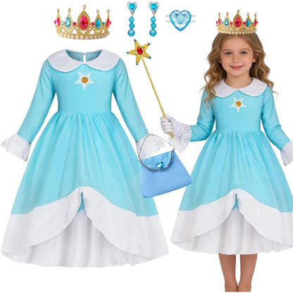 Halloween Costume Girls Princess Dress Crown Wand