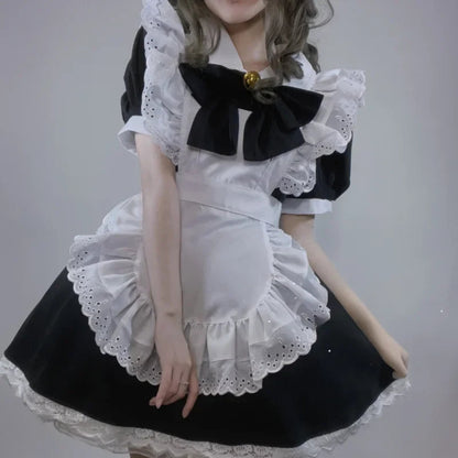 Halloween Costume Gothic Maid Dress Apron Attire