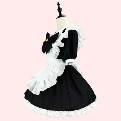 Halloween Costume Gothic Maid Dress Apron Attire