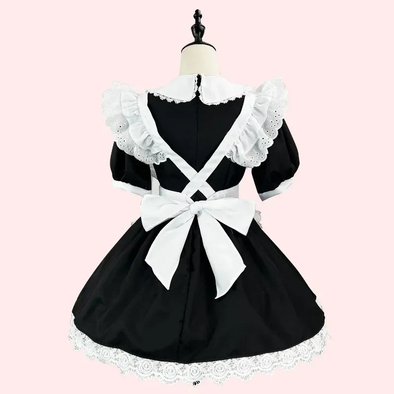 Halloween Costume Gothic Maid Dress Apron Attire
