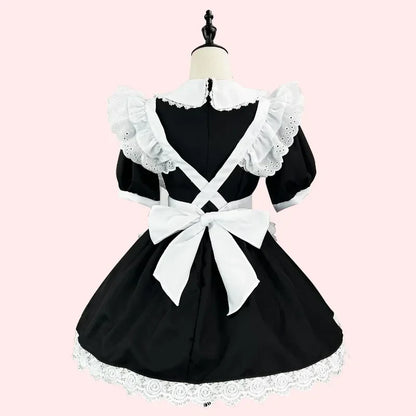 Halloween Costume Gothic Maid Dress Apron Attire