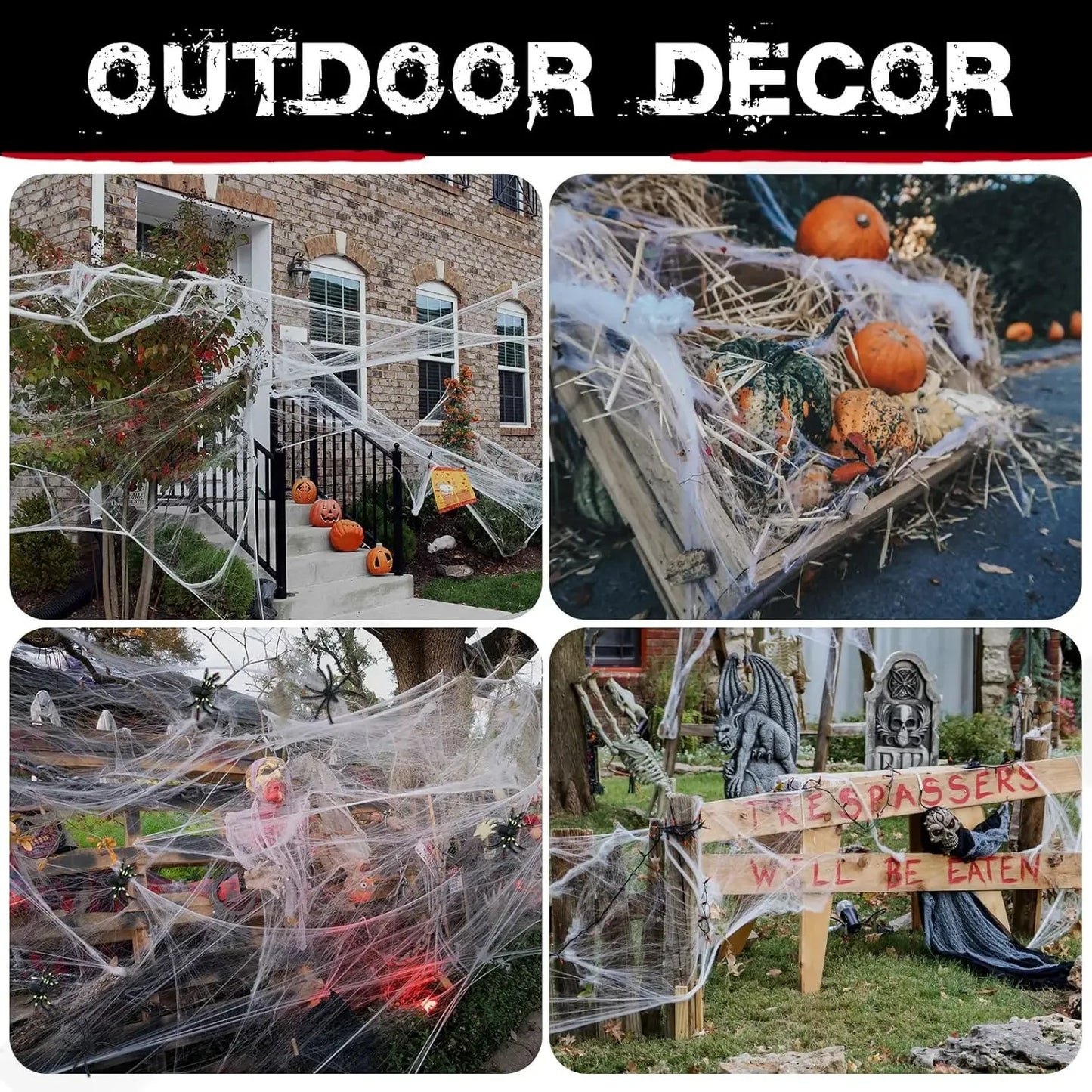 Halloween Decorations Fake Spider Web Halloween Spider Webs Stretchable - Image 5