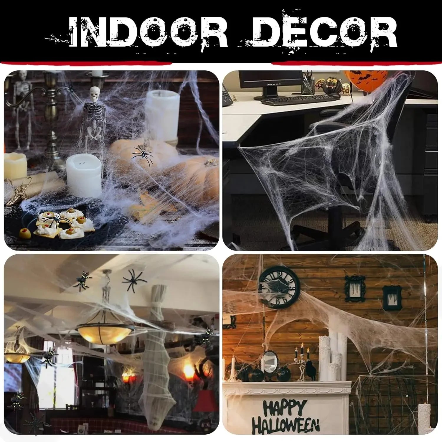 Halloween Decorations Fake Spider Web Halloween Spider Webs Stretchable - Image 6