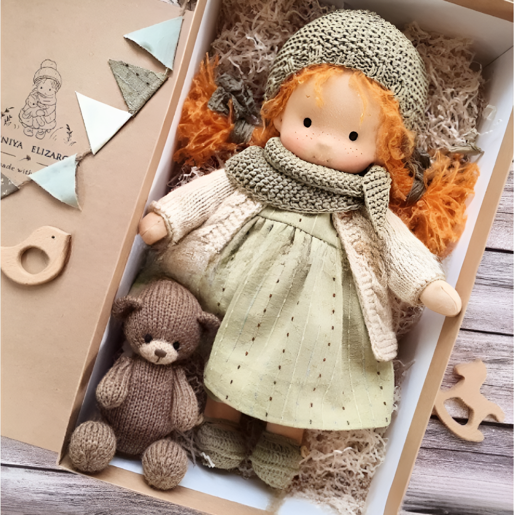 Handmade Waldorf Cuddly Doll Soft Fabric Unique Design - Image 14