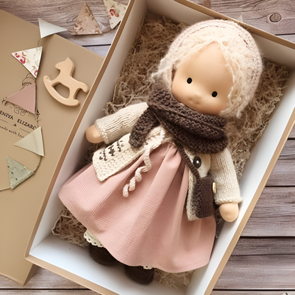 Handmade Waldorf Cuddly Doll Soft Fabric Unique Design - Image 2
