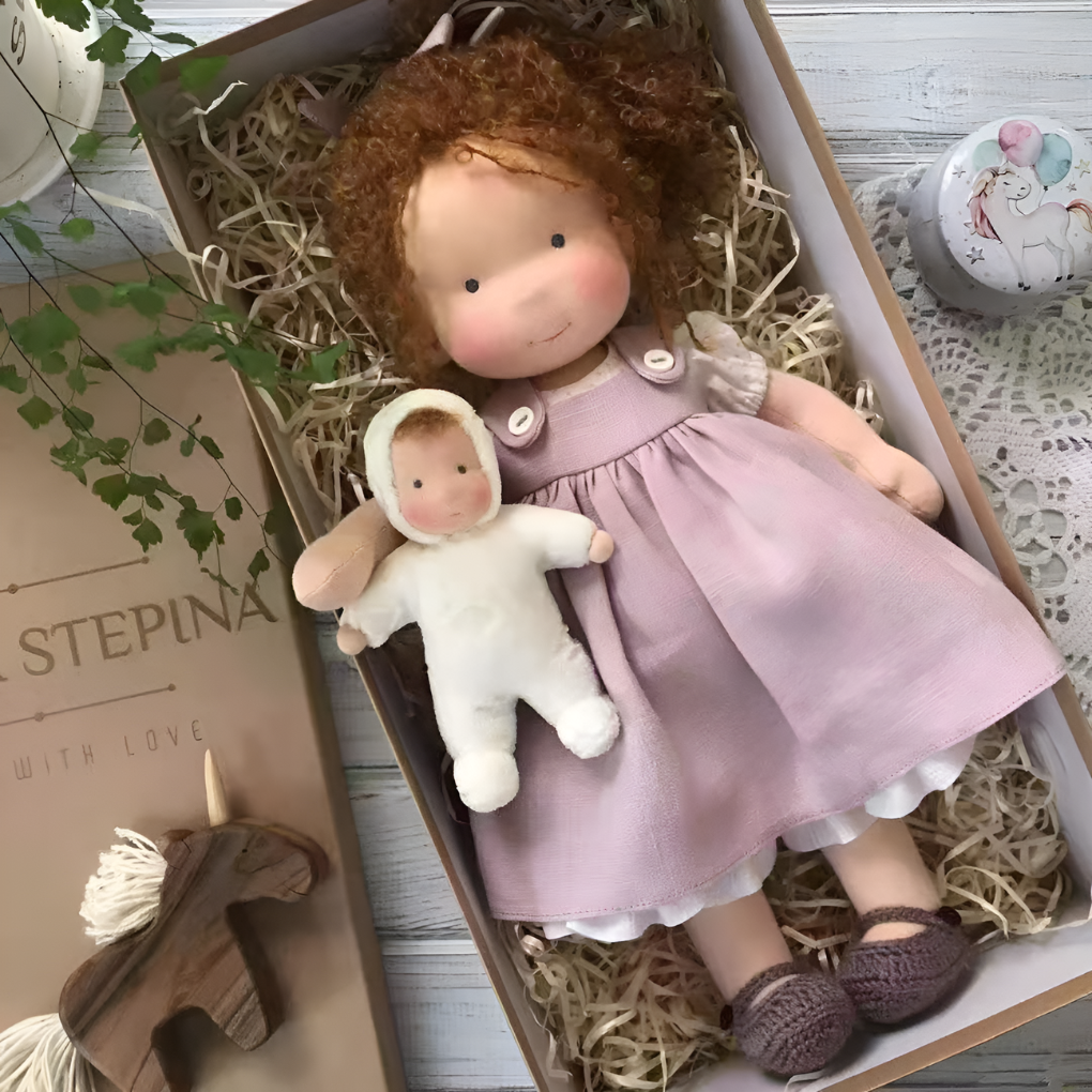 Handmade Waldorf Cuddly Doll Soft Fabric Unique Design - Image 21