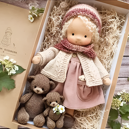 Handmade Waldorf Cuddly Doll Soft Fabric Unique Design - Image 22