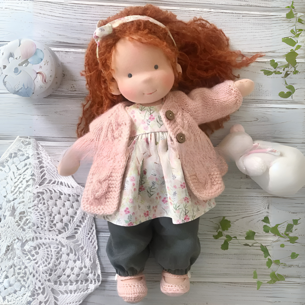 Handmade Waldorf Cuddly Doll Soft Fabric Unique Design - Image 24