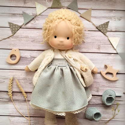Handmade Waldorf Cuddly Doll Soft Fabric Unique Design - Image 3